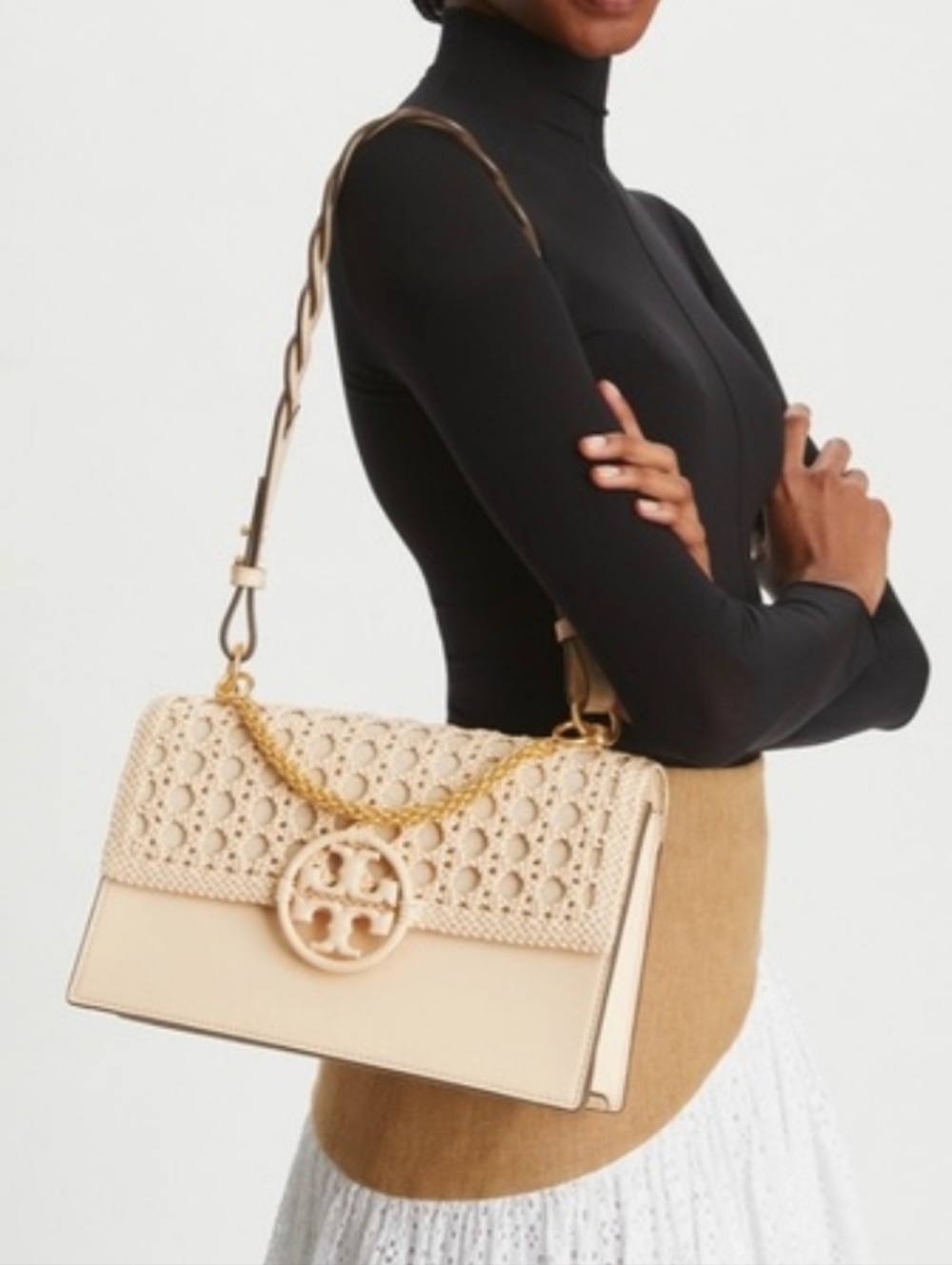 Tory Burch MILLER BASKETWEAVE SHOULDER BAG